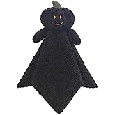 Doindute Baby Black Pumpkin Soft Stuffed Animal Security Blanket, Plush Pumpkin Character Lovey Blanket, Baby Shower/Nursery Gift, Newborn Infant Toddler Snuggle Blankie for Boys Girls, 14 Inches