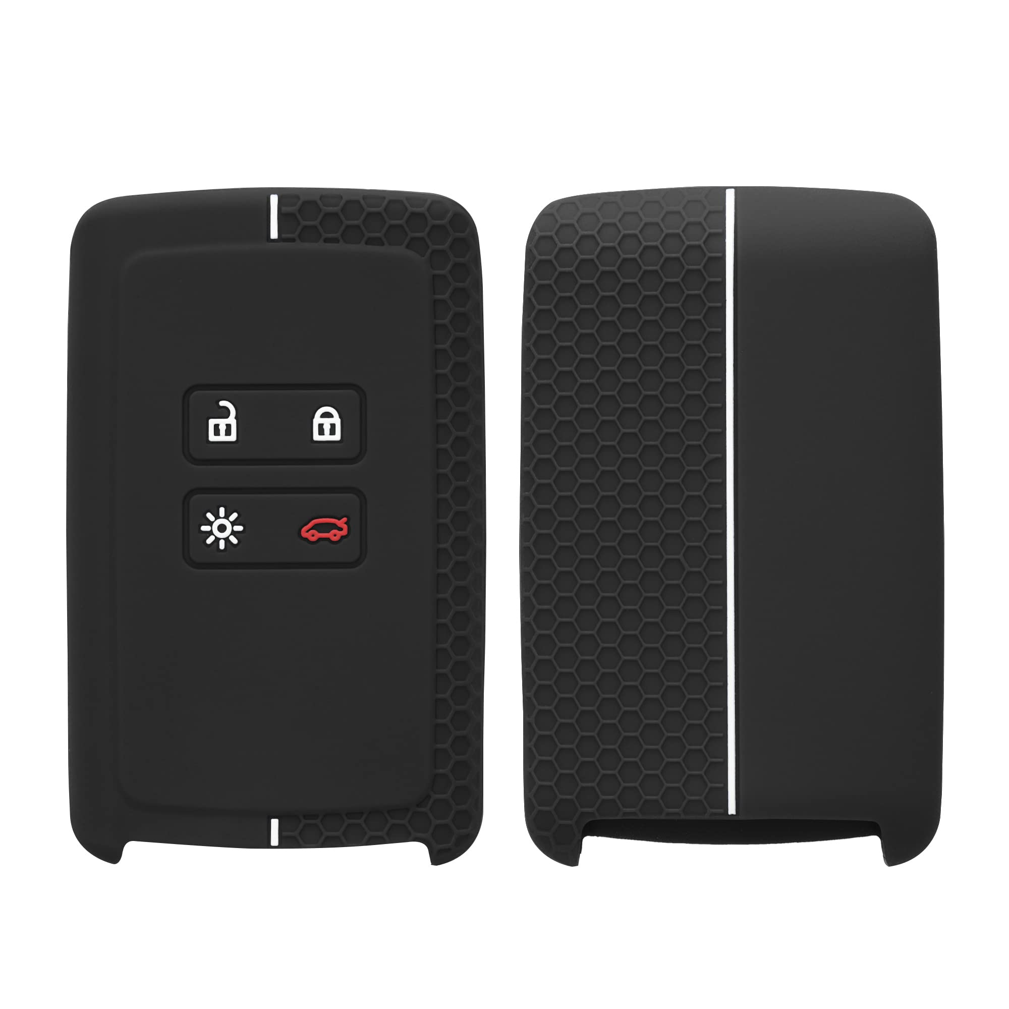 kwmobile Car Key Cover Compatible with Renault 4 Button Car Key Smart Key (only Keyless Go) Key Cover - Silicone Protective Car Key Fob Case - Black/White