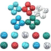 VIAILI SYMIE 80pcs Natural Half Round Flat Back Cabochons Stones Beads, Mixed Colors Turquoise Cabochons for Jewelry Making( 6mm)