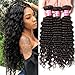 YIROO Deep Wave Brazilian Virgin Hair 3 Bundles Unprocessed 100% Human Hair Extensions Natural Color (14 16 18, 3 Bundlles)