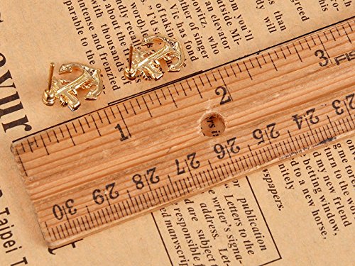 Alilang Golden Tone Blue Crystal Rhinestone Nautical Anchor Stud Earrings