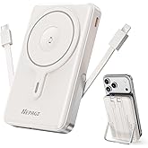 Nepagz for Magsafe Portable Charger,10000mAh Magnetic Power Bank with Foldable Stand,PD22.5W Fast Charging with USB-C Cable,Wireless Portable Charger for iPhone 17/16/15/14/13/12 Series, Creamy White