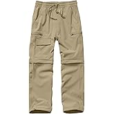 Boys Kids Hiking Cargo Pants, Youth Outdoor Quick Dry UPF 50 Lightweight Waterproof Safari Convertible Zip Off Pants