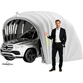 Upgraded Semi Automatic Car Canopy, 19.35x8.8 Ft Garage Shelter, Reinforced Thicker Stainless Steel Frame &amp; Thicken Oxford Fabric, Waterproof, UV-Resistant, Windproof Outdoor Vehicle Protection, Grey