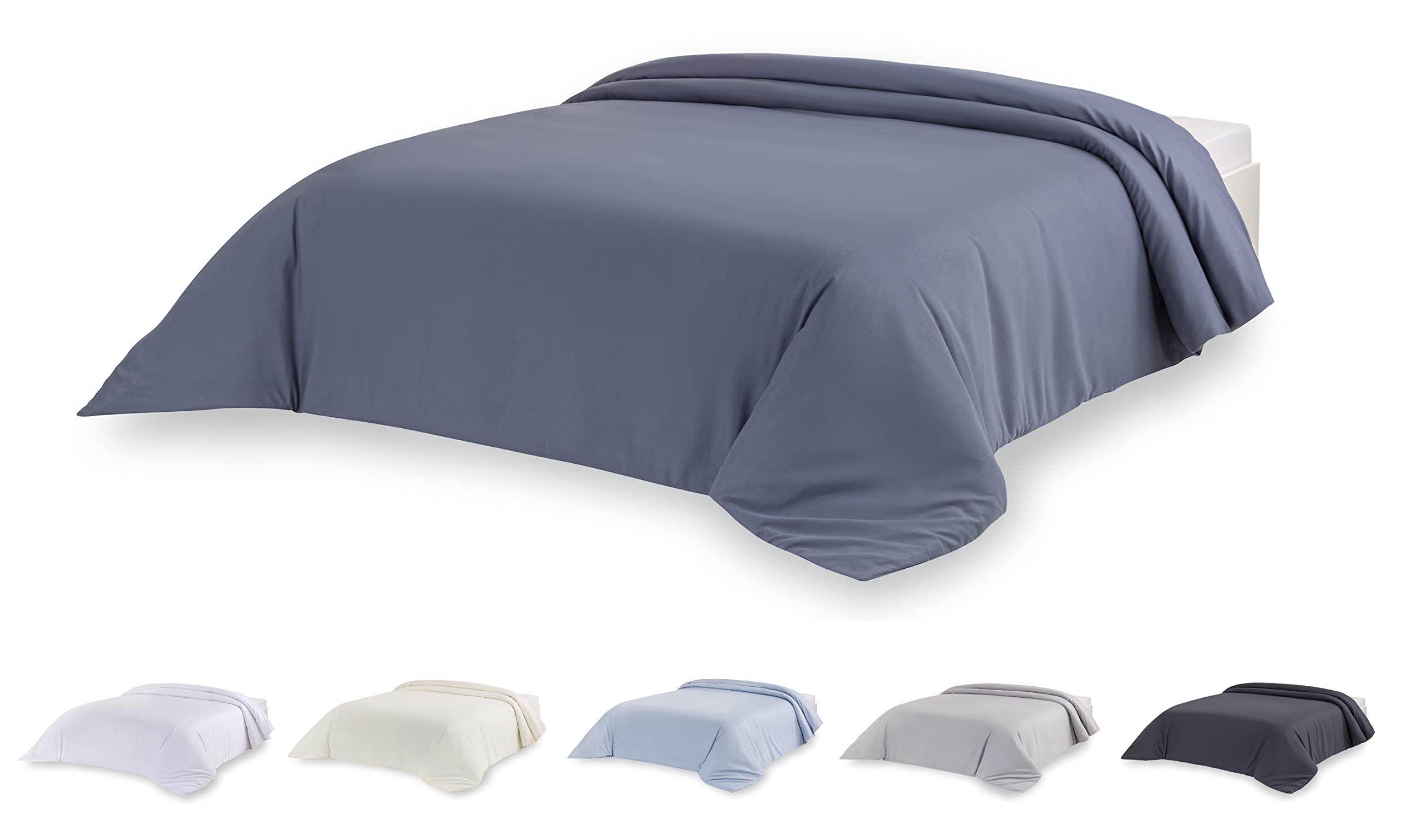Todocama Microfibre Duvet Cover for Extra Soft Touch Blue Grey - Bed 135/140/150-220 x 220 cm
