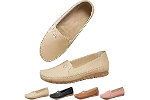Orthopedic Leather Shoes, Lightweight, Anti-Slip, Breathable for Women Slip Breathable Slip On Loafers with Flower
