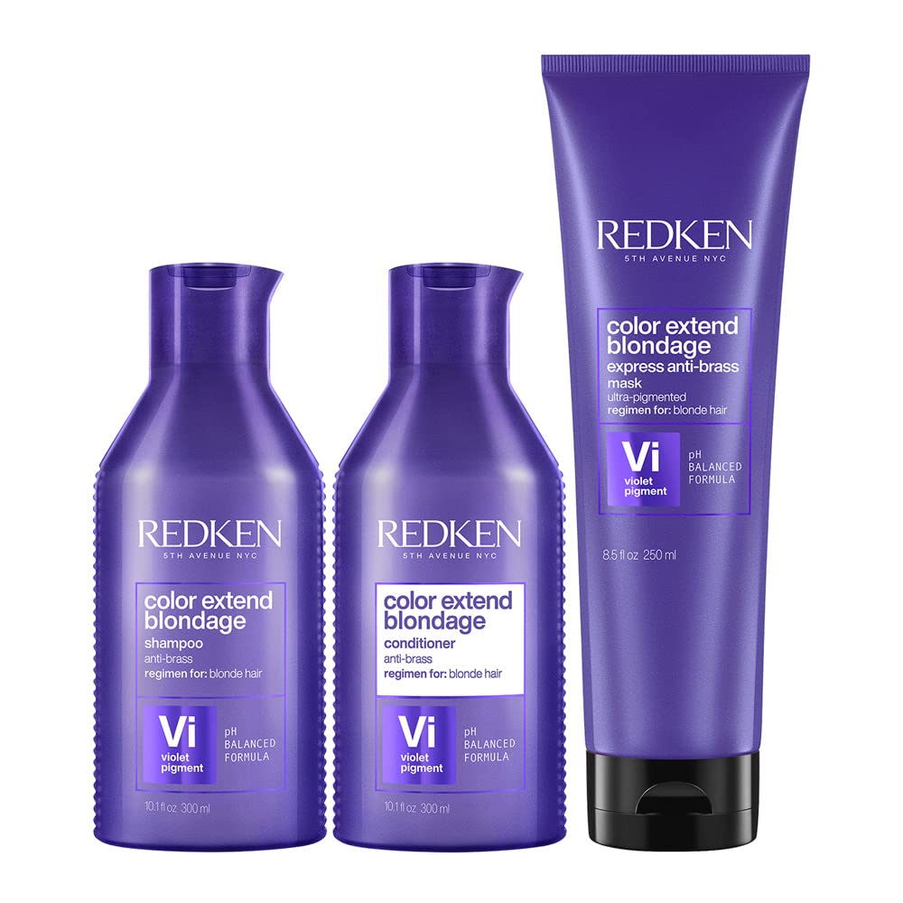 Redken Color Extend Blondage Shampoo 300ml, Conditioner 300ml & Anti-Brass Mask 250ml Pack