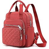 SULCET Small Backpack for Women Casual Quilted Square Bag Waterproof Multi Pockets Daypack Lightweight Top Handle Satchel