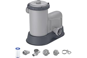 Bestway 1,500 GPH Filter Pump for Above Ground Swimming Pool with Type III A/C Cartridge, Adapter Accessories and Timer