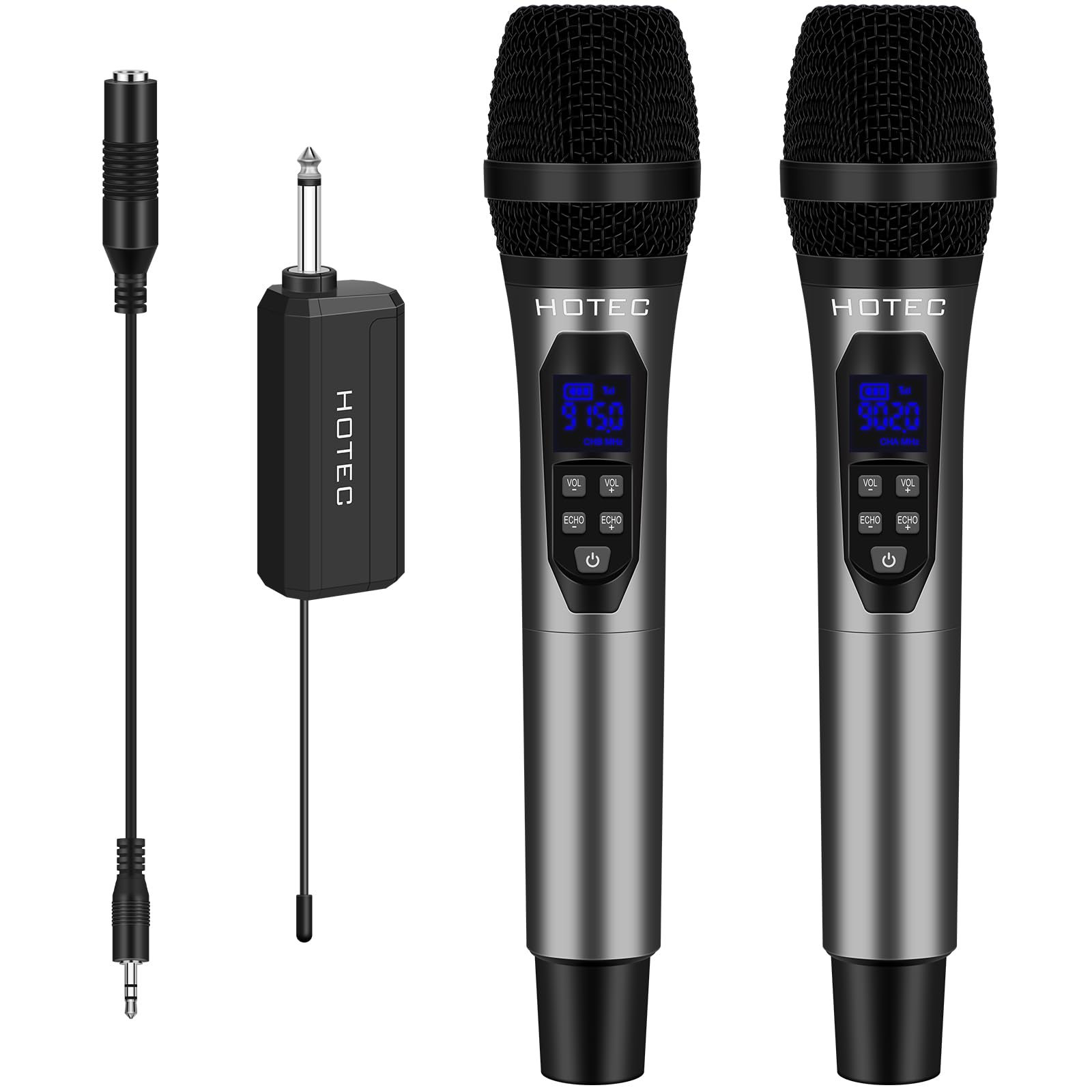 Photo 1 of HOTEC Wireless Microphones, Professional UHF Microphone System Dynamic Microphones with Echo/Volume Control & Rechargeable Receiver for PA System, Karaoke Machine, Mixer, Speech, Wedding, Church
