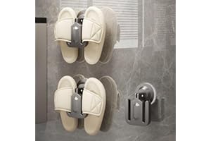 linaetbyfe Wall Mounted Slippers Rack, 2 Pcs Slipper Holder Rack, Multipurpose Storage Holder for Slippers, Space Saving Wall