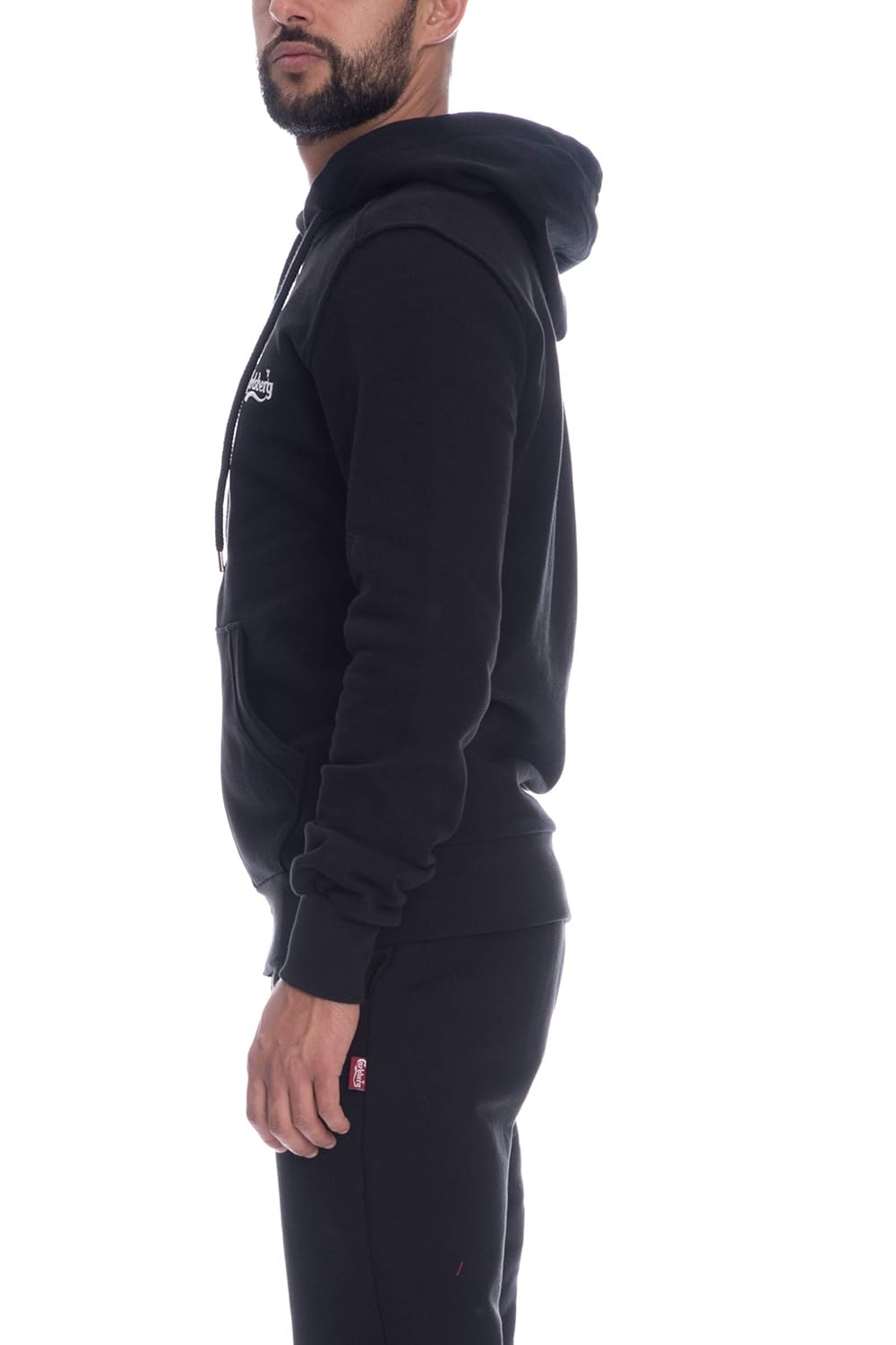 felpa nera con cappuccio e zip