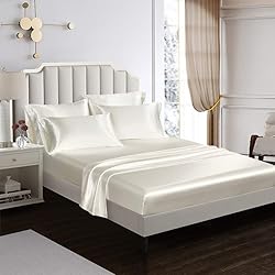 AiMay 6 Piece Satin Bedding Sheet Set Queen Off