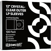 Hudson Hi-Fi Flexible Archival-Grade Vinyl Jacket Outer Sleeves – 100 Pack – Crystal Clear Polypropylene, Anti-Static & Acid-