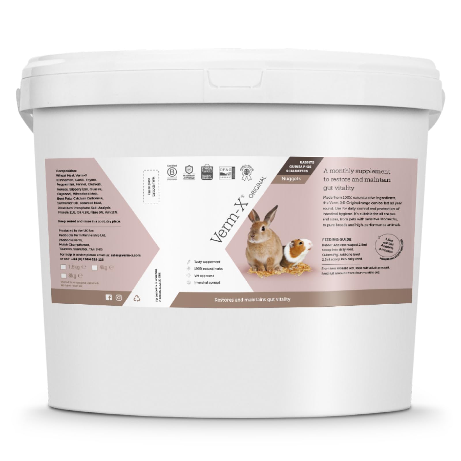 Verm-X Original All Natural Pellets for Rabbits, Guinea Pigs and Hamsters. Approved for Use on Organic Farms. Supports Intestinal Hygiene. Vet Approved. Maintains Gut Vitality. Wormwood Free Recipe. ,VMX0153