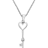 AeraVida .925 Sterling Silver Key to My Heart Pendant Necklace | Romantic Couple or Best Friend Jewelry Gift | Symbolic Sterling Silver Necklace for Women