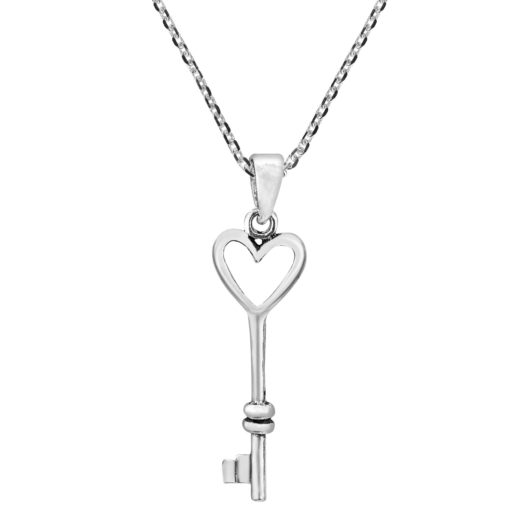 AeraVida Romantic Inspired Key to My Heart .925 Sterling Silver Pendant Necklace