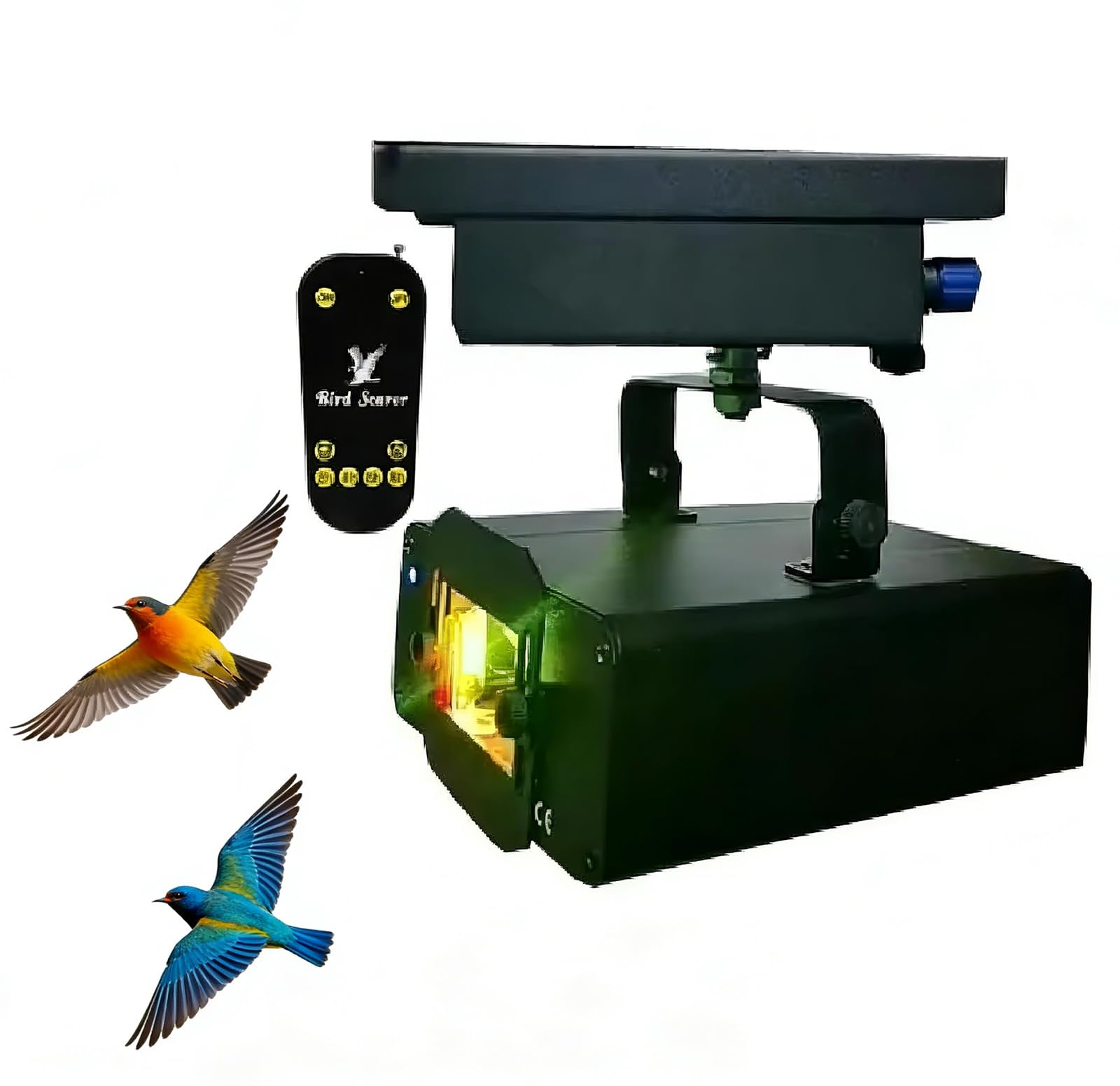 FXNFXLA Dispositivos automáticos para ahuyentar pájaros, rotación de 120°, ahuyentador de pájaros láser para exteriores, con control remoto con temporizador de radiofrecuencia, cubiertas de 4000-5000 pies cuadrados, para palomas cazadoras, cuervos, gorrio