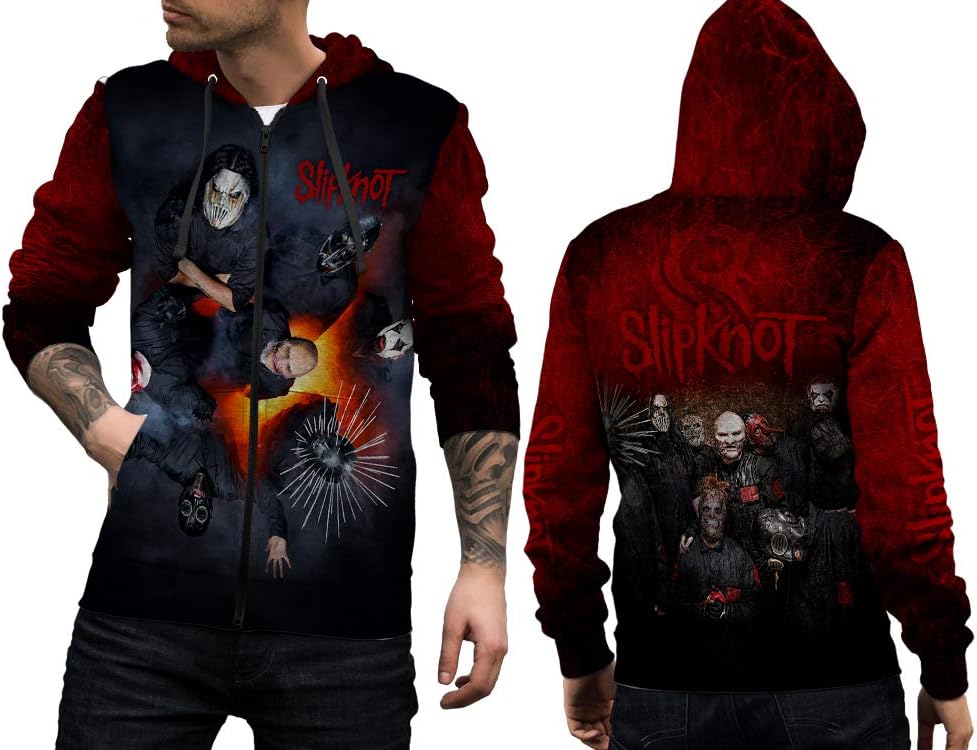 2season5 Slipknot Men's Zip up All Over Print Hoodie Sweatshirts