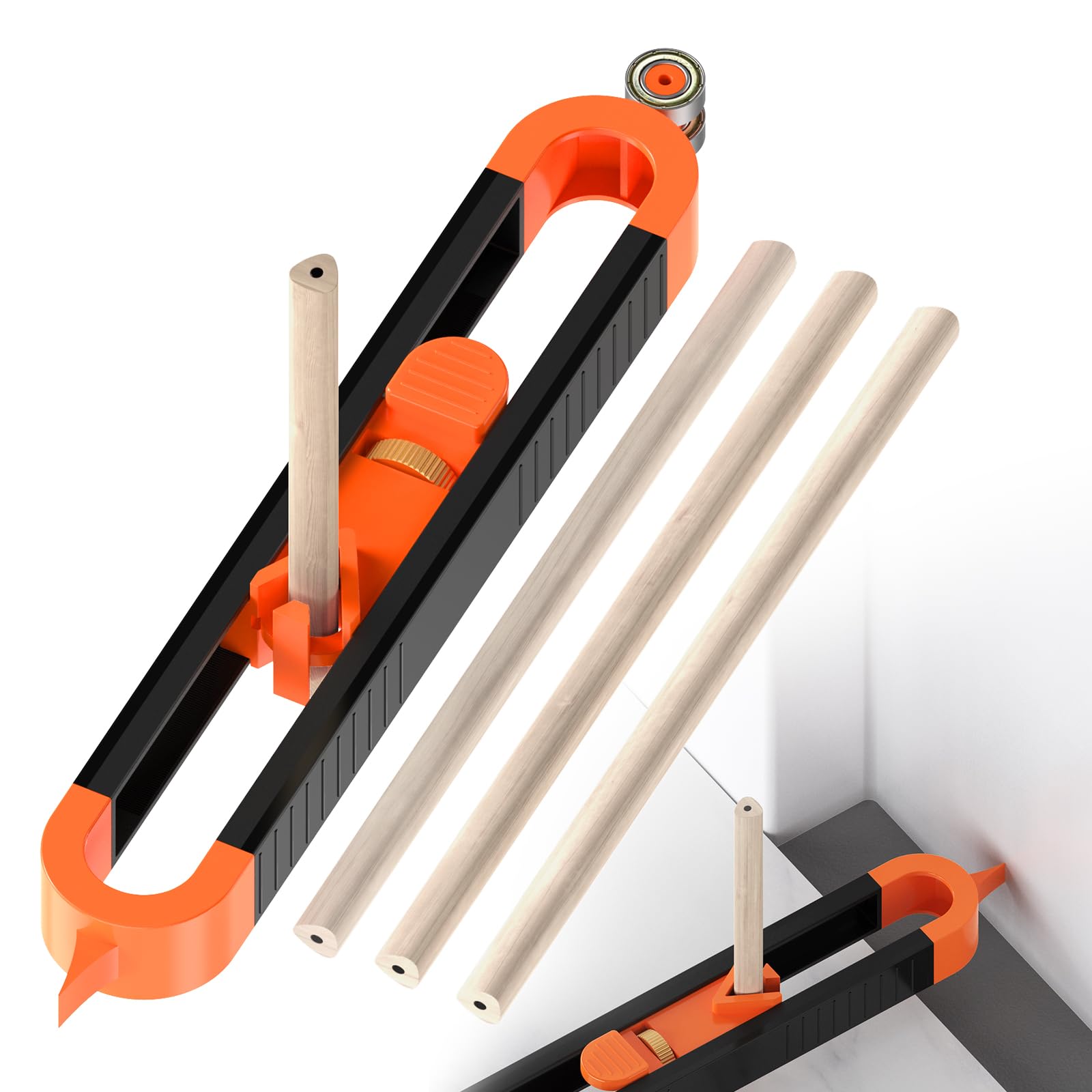 ROJINKADE Contour Gauge with Lock, Adjustable Scribe Tool, Profile Scribing Ruler with 3 Pencils, Easy to Use Profile Marking Tool for Floor, Carpet, Tile Laying