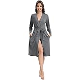 WiWi Women's Robe Long Sleeve Bathrobe with Pockets Soft Kimono Spa Lightweight Robes Bamboo Viscose Loungewear S-XXL