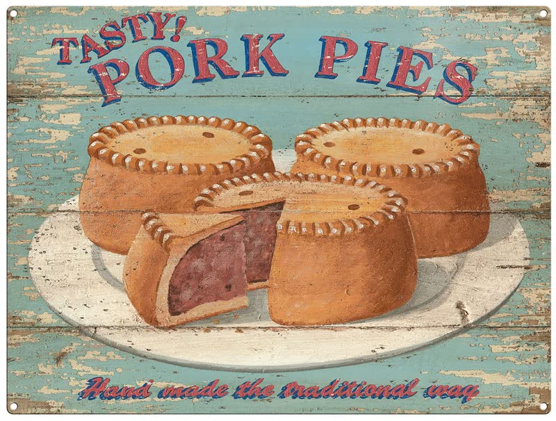 Small (150 x 200mm) Metal Sign - Tasty Pork Pies
