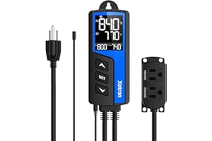 Xetron Temperature Controller Digital with Cooling Heating Pre-Wired Outlet On-Off Thermostat Controller for Freezer Fan Aquarium Reptile Homebrew 110V 10A -40~230°F, STC1000Pro NotWIFI