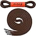 Miscly Round Boot Laces [1 Pair] Heavy Duty and Durable Shoelaces for Boots, Work Boots & Hiking Shoes (Brown, 54 inches (137 cm))