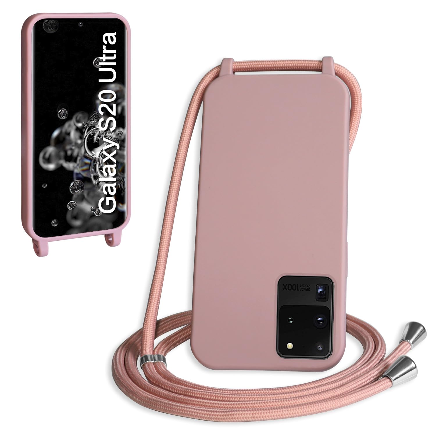 WenBaby Case with Rope for iPhone XS MAX, Liquid Silicone Case with Adjustable Lanyard Neck Strap, Shockproof Cover with Microfiber Lining (Sand Pink)