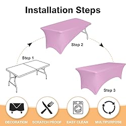 6 Pack 6 Feet Pink Spandex Tablecloth for