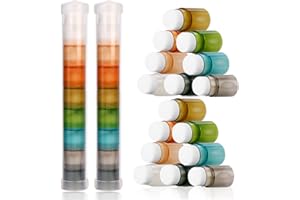 Yoseng 16 Pcs Blending Brushes for Card Making,Card Making Supplies,Finger Blending Brushes Daubers with Storage Box,Crafter Color Coded Handles Ink Blender Tool,Brush Head Diameter 0.77"(Dark)