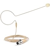 Sujeetec Headset/Headworn Microphone - 4 Pin Mini XLR Head Microphone for Shure Wireless System & Bodypack Transmitter – Beige Single Earhook Omnidirectional Headset Head Mic