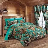 Woodland Hunter Camo Comforter, Sheet & Pillowcase Set (Teal, Queen)