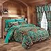 Woodland Hunter Camo Comforter, Sheet & Pillowcase Set (Teal, Queen)