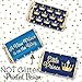 Blue and Gold Little Prince Baby Shower Mini Chocolate Candy Bar Wrapper Labels, Party Favor Stickers - 45 Count
