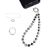 Acofect Crystal Beaded Phone Wrist Strap Charm Chain Wristlet Cellphone Lanyard Bracelet Keychain with Tether Tab Hands-Free
