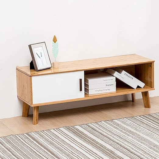 Amazon Com Free Standing Television Stand Tv Bench Stand Media Console With Cabinet Door And Open Storage Shelf Cabinet Entertainment Center Console For Living Room Media Furniture Game Console Coffee Table Home