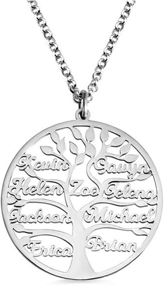 Engraved Necklace for Women,Personalized Family Tree Name Necklace,Custom up to 8 Names,Delicate Family Tree Necklace-Mother Day Pendant