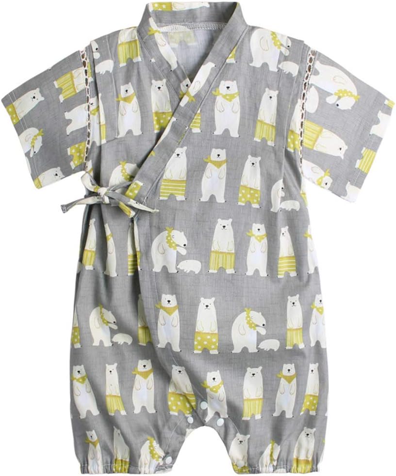 PAUBOLI Baby Japanese Kimono Robe Cotton Infant Comfy Loose Pajamas