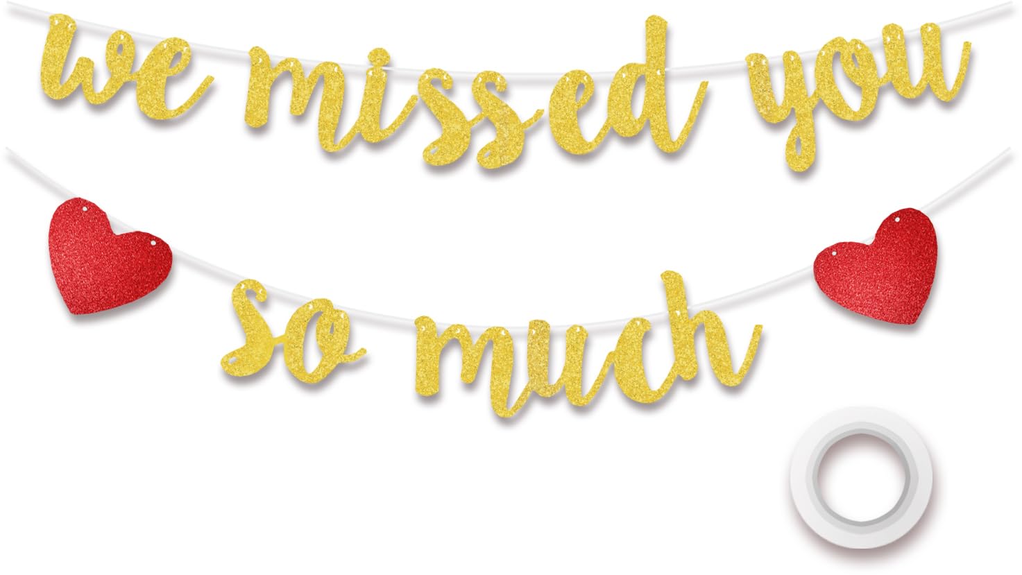 Koliphy We Missed You So Much Garland, Welcome Home Decoration, Welcome Back Banner for Classroom Family Return, Family Celebrations Decoration (Gold)