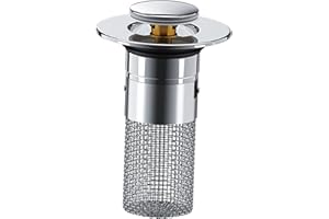 XLWLLNJ Sink Drain Strainer, Push Type Basin Bound Drain, Anti Clogging Push Sink Bound Stopper for Kitchen Lavatory, Brass c