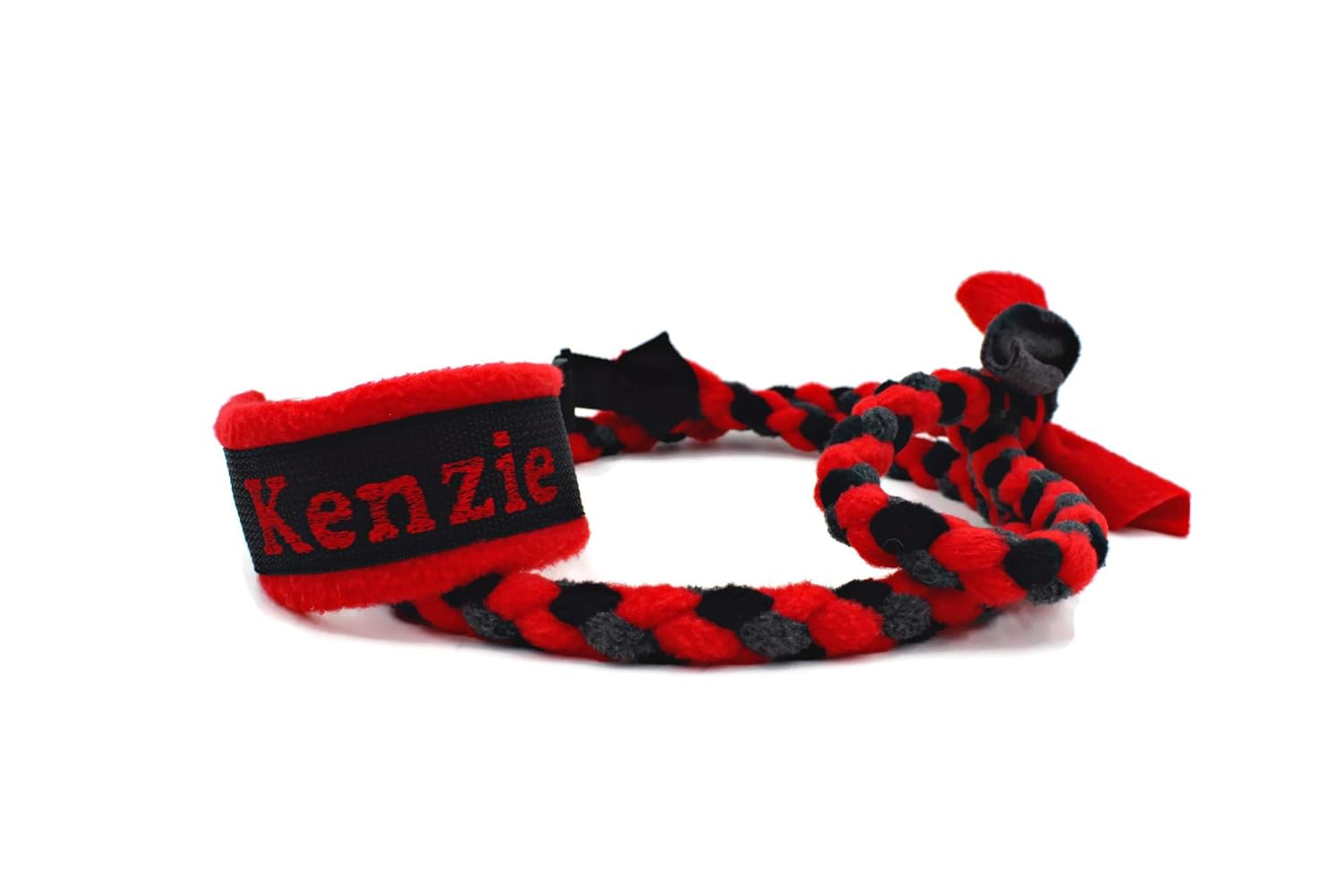 Agility leash personalized dog red black gray fleece