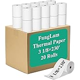 3 1/8" x 230' Thermal Paper Rolls, Receipt Paper Roll, POS Cash Register Receipt Printers Paper Rolls For Clover/Square/Verifone Printers, (20 Rolls)