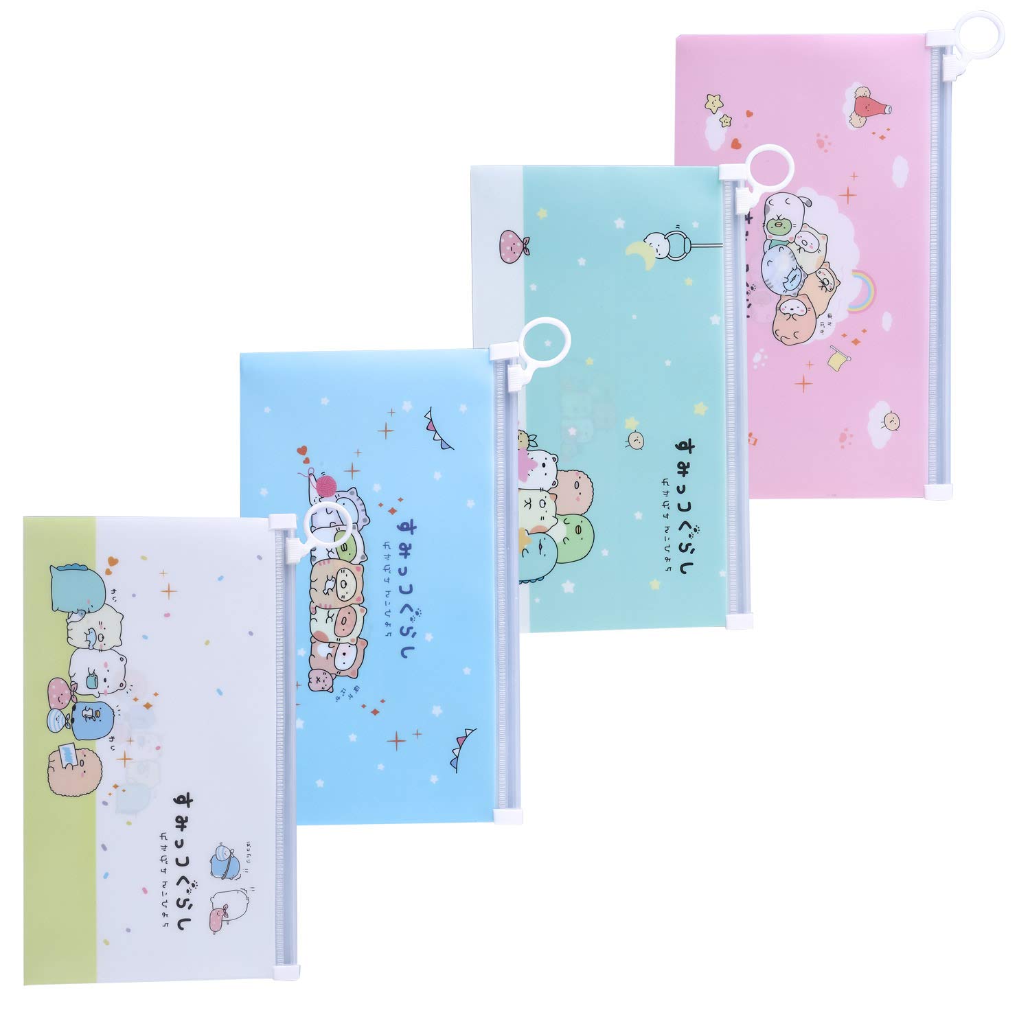 4PCS Face Cover Organizer Case Zipper Storage Bag Cosmetic Container Portable Face Covers Clips Mini Travel Bags Set of Assorted Colors Blue Pink Clear Green (Clear 4pcs)