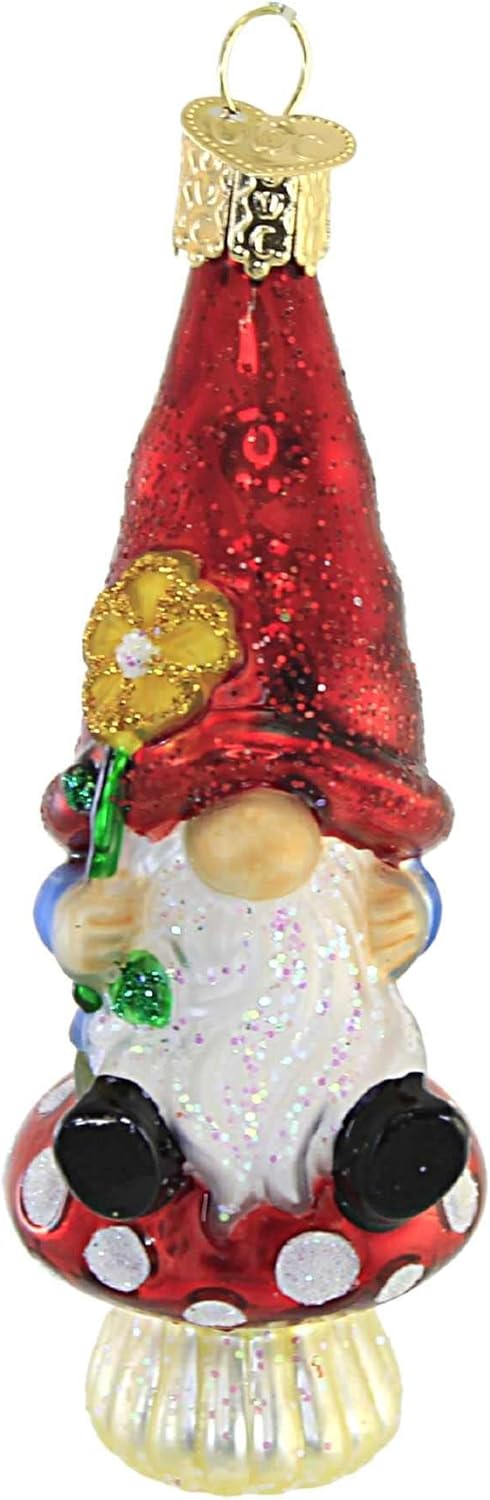 Ornaments - Old World Christmas Garden Gnome Glass Blown Ornament for Christmas Tree