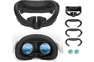 HANPUSEN 3PCS Thickening Face Cover Pad for Oculus quest 3, Adjustable Facial Interface, Cool Ice Silk Face Pad, PU Leather Face Cushion,Mesh Cloth Face Foam Pad Replacement,VR Accessories Set for Meta Quest 3