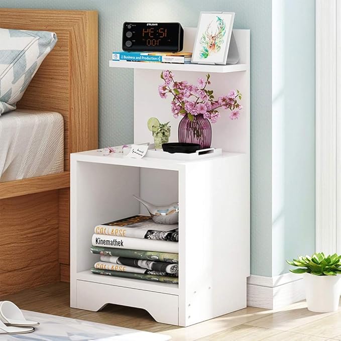 Mesita de noche multifuncional, Mesita de noche Almacenamiento Estantes