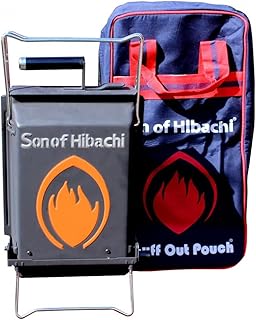 Son of Hibachi Original klappbarer Holzkohlegrill - mit Tragetasche Snuff-Out-Pouch - Aktuelles Modell mit verstärkten Grillrosten - Koffergrill - Klappgrill