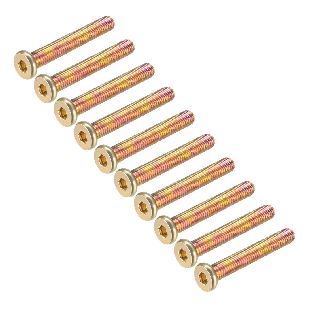 sourcing map M8x55mm Furniture Screw Hex Socket Machine Screws Zinc Plated Fasteners Bolts Full Thread Carbon Steel 15Pcs