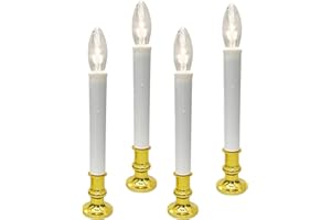 GOOTHY 4 Pack Christmas Battery Operated LED Window Candles with Timer, Christmas Window Candles Lights with 3V Ultra-Bright LED Bulbs for Halloween Decorations Indoor Windows Mantels Table , 4 Suction Cups
